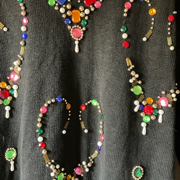 Arriviste sweater. Beaded Black V-Neck Sweater Top. Size 2X - Picture 2 of 11